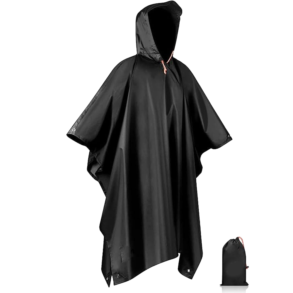 Multi-Use Rain Poncho with Backpack Cover & Storage Pouch