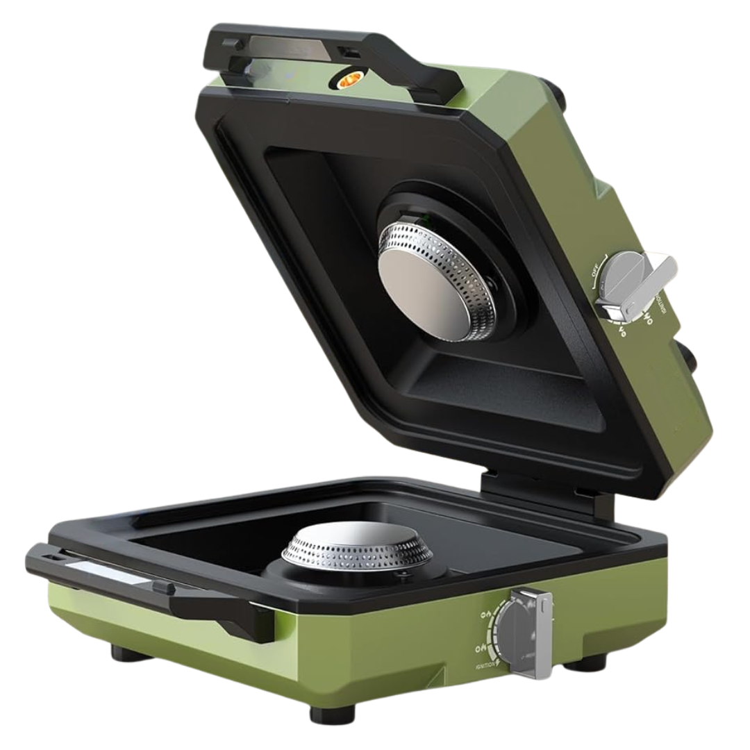 Portable 2-Burner Propane Camping Stove with Windshield & Carry Bag