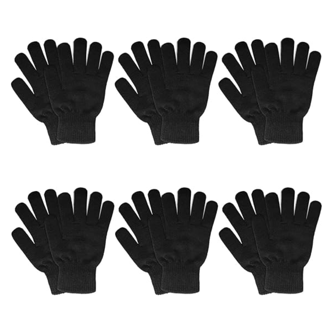 6 Pair Set Unisex Acrylic Knit Gloves for Winter Use